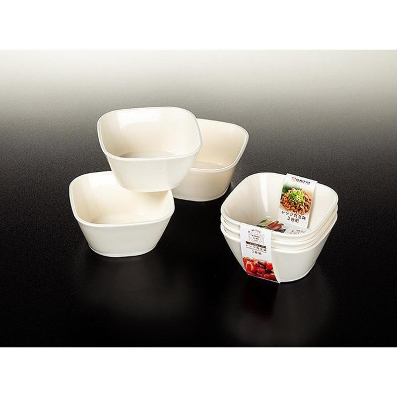 レンジ角豆鉢 3P 白